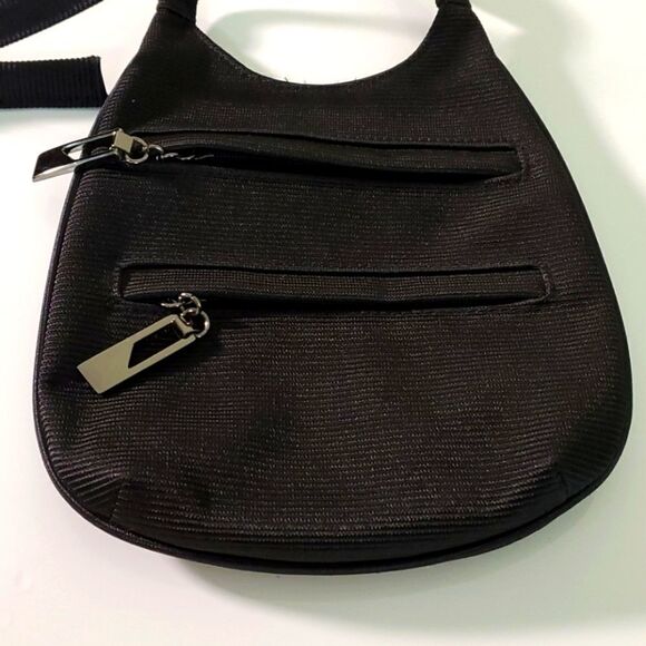 Black cloth bag, three zipper. Black. Lightweight. - Picture 1 of 4